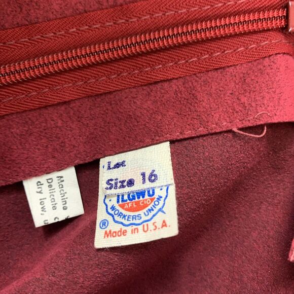 Gino Rossi Wilsons Ultra Suede Women's 16 2Pc Set Red Blazer & Skirt Suit ILGWU - Picture 12 of 16